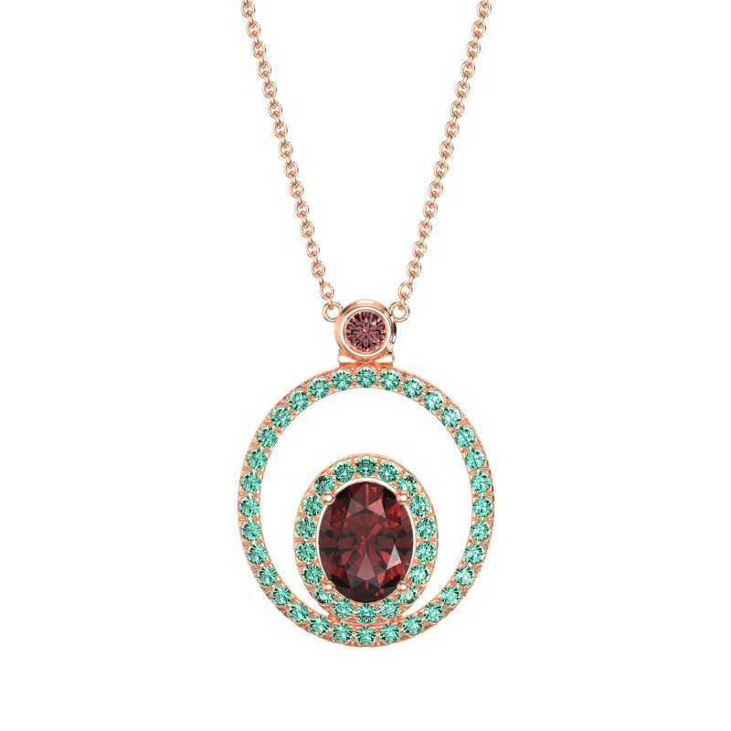 Oval Double Halo Necklace