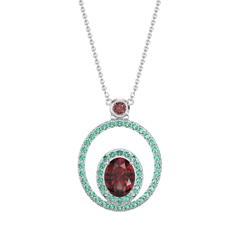 Oval Double Halo Necklace