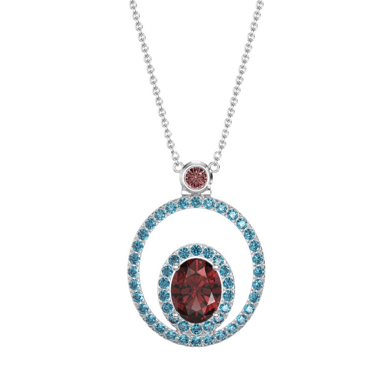 Oval Double Halo Necklace
