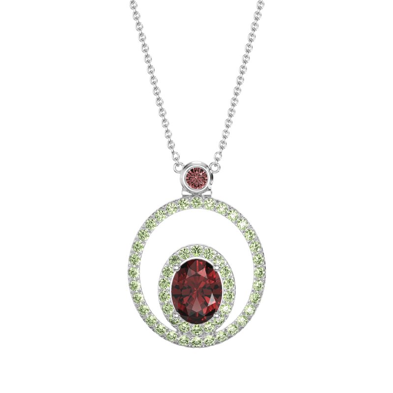 Oval Double Halo Necklace