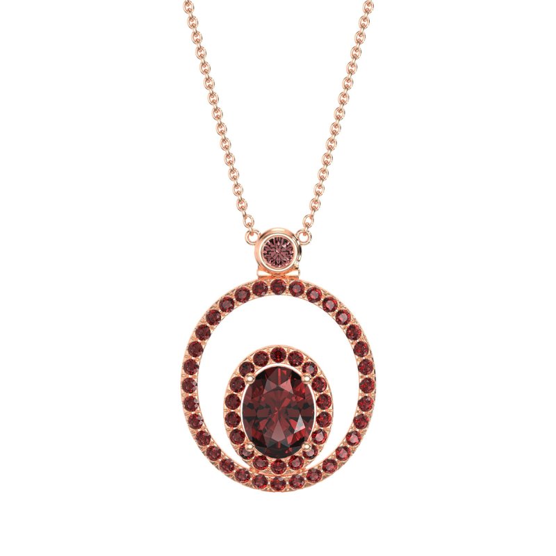 Oval Double Halo Necklace