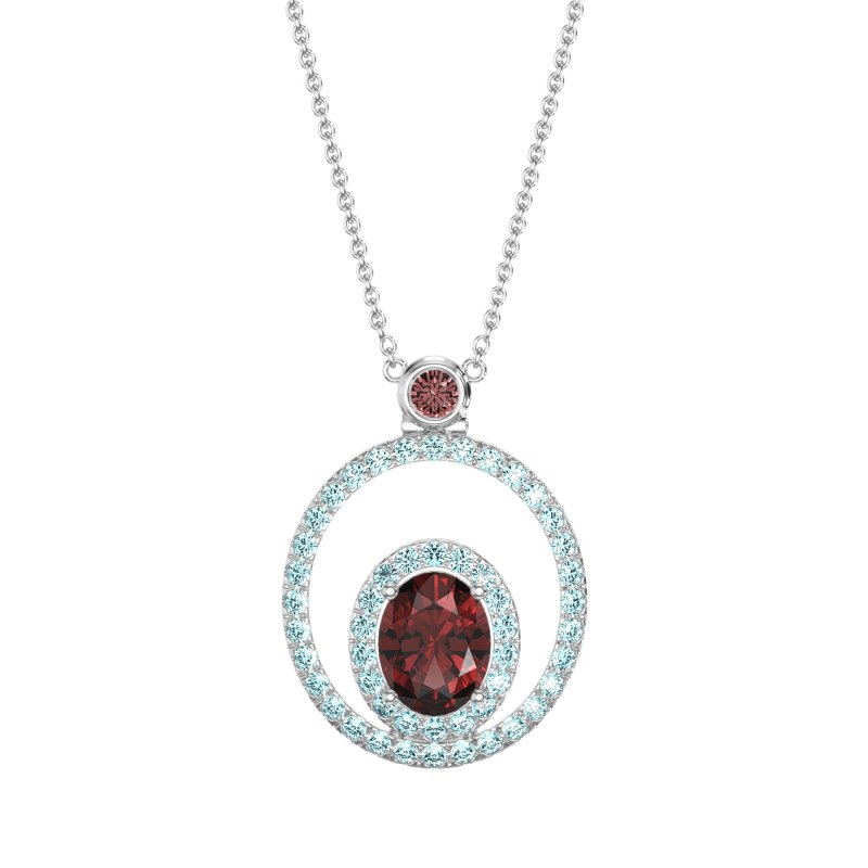 Oval Double Halo Necklace