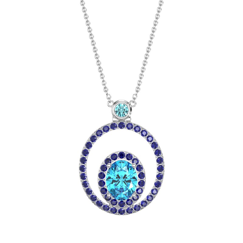 Oval Double Halo Necklace