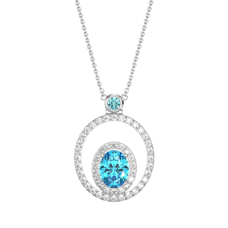 Oval Double Halo Necklace