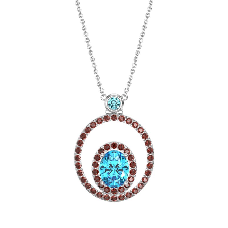 Oval Double Halo Necklace