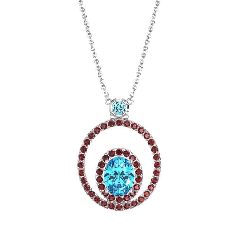 Oval Double Halo Necklace
