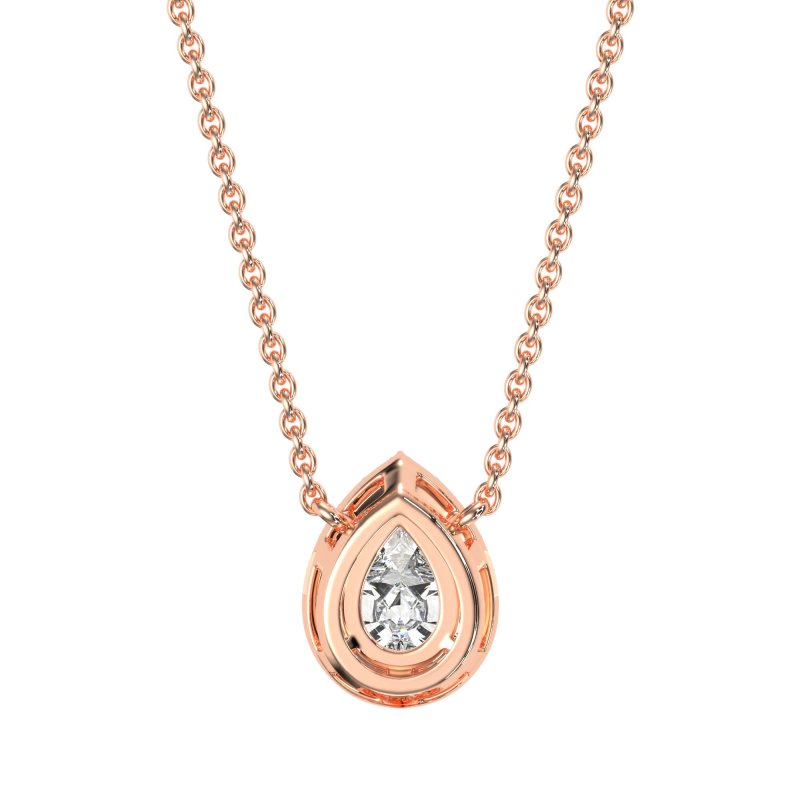 Tear Drop Halo Classic Necklace