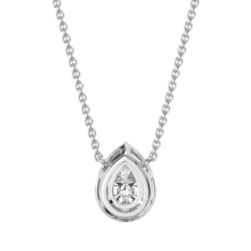 Tear Drop Halo Classic Necklace