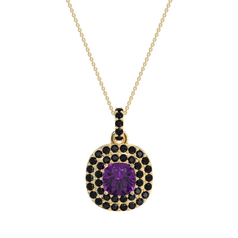 Double Halo Cushion Necklace