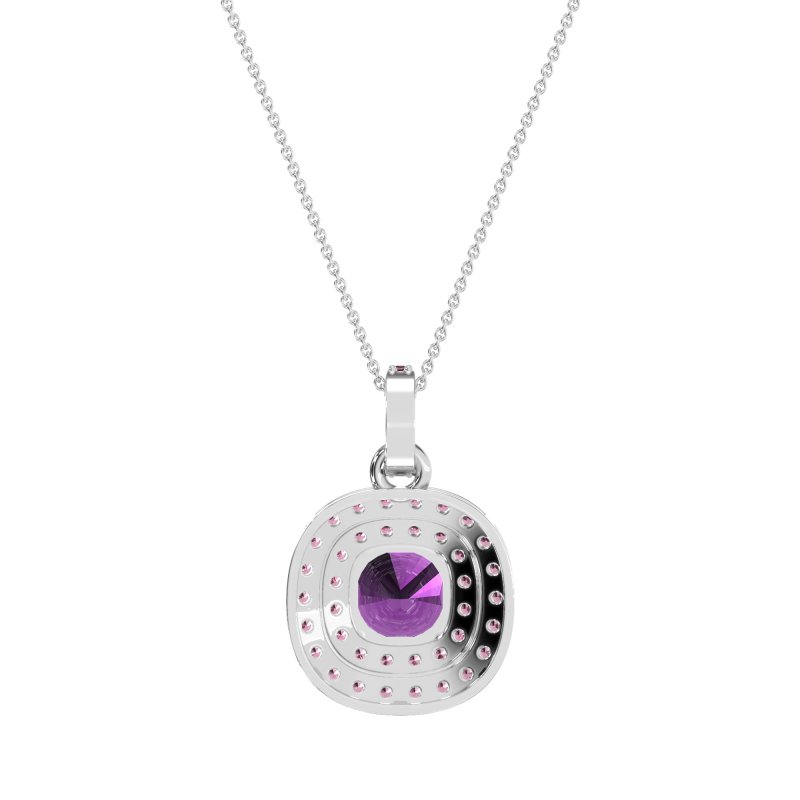 Double Halo Cushion Necklace