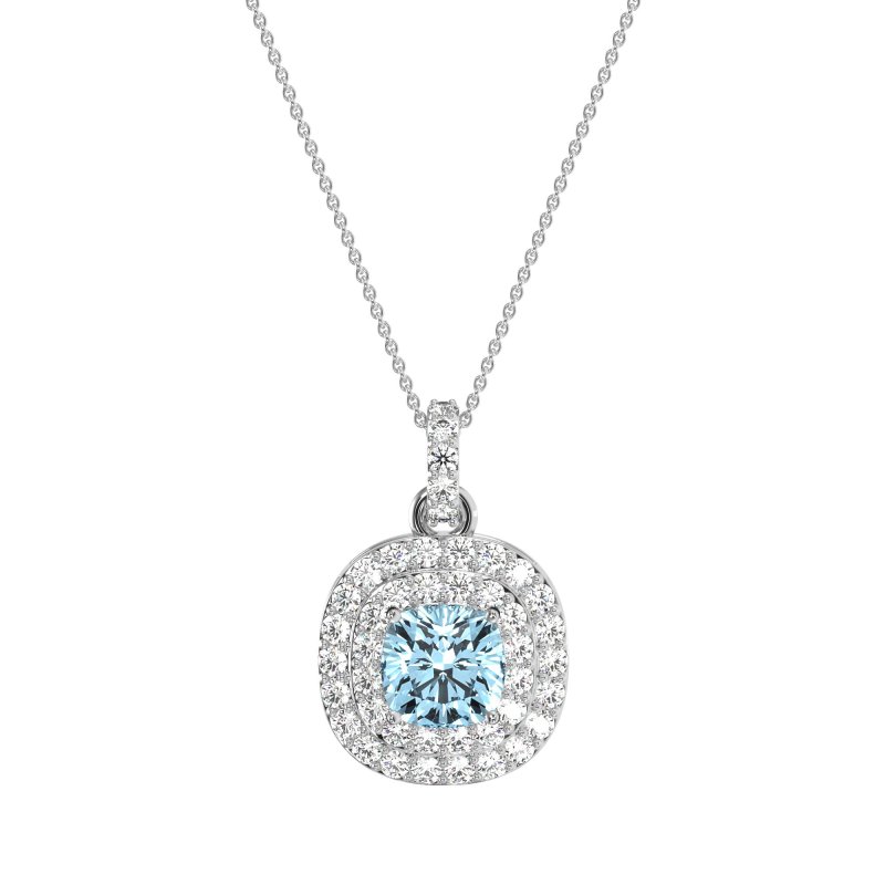Double Halo Cushion Necklace