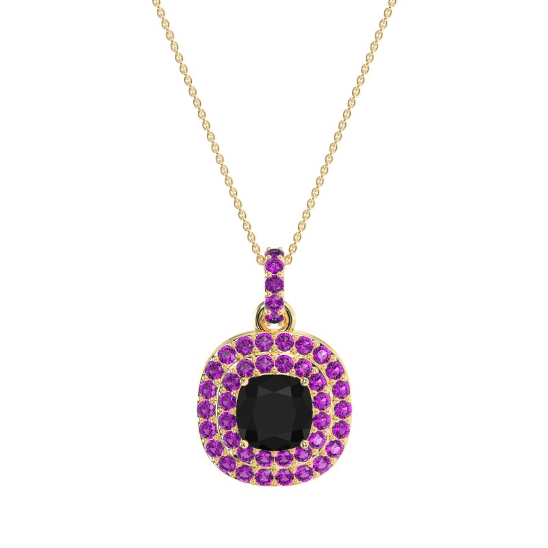 Double Halo Cushion Necklace