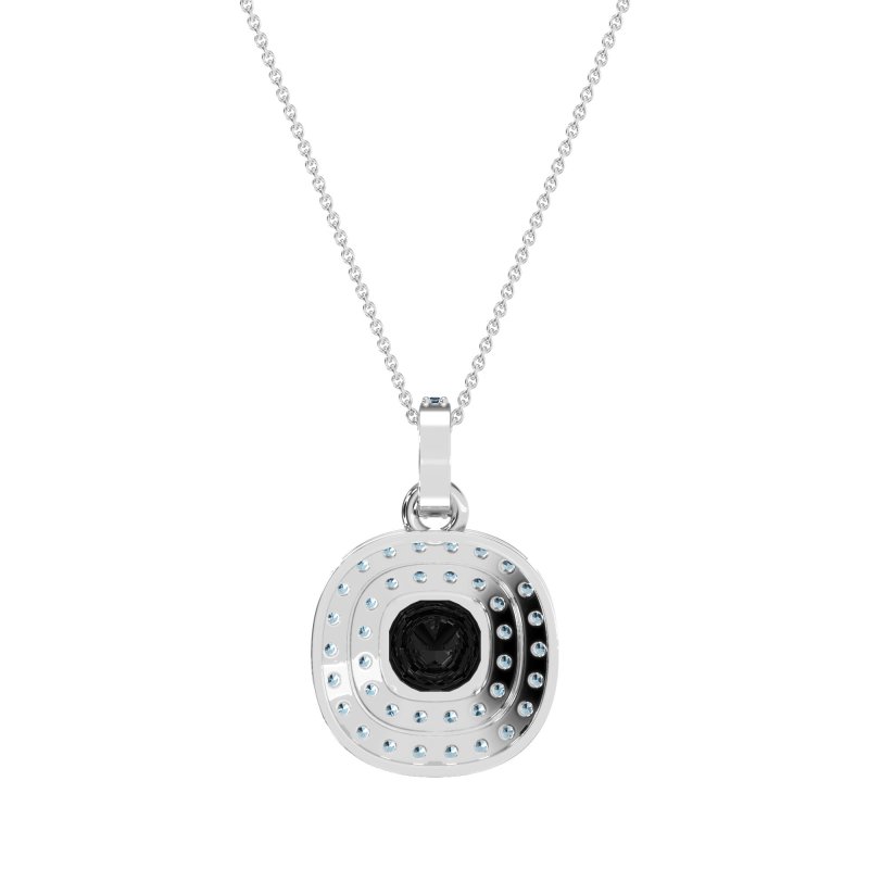 Double Halo Cushion Necklace