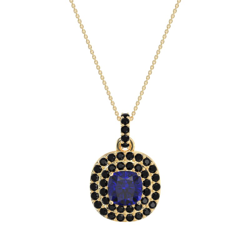Double Halo Cushion Necklace