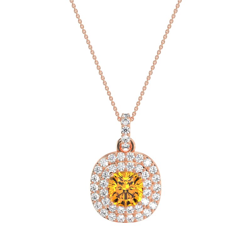 Double Halo Cushion Necklace