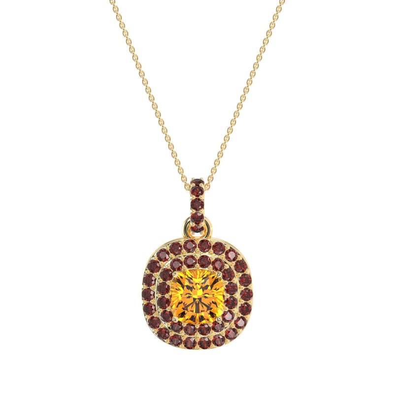 Double Halo Cushion Necklace