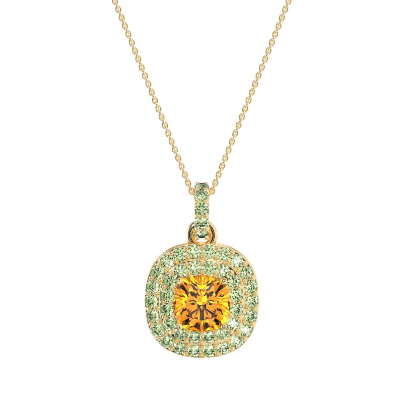Double Halo Cushion Necklace