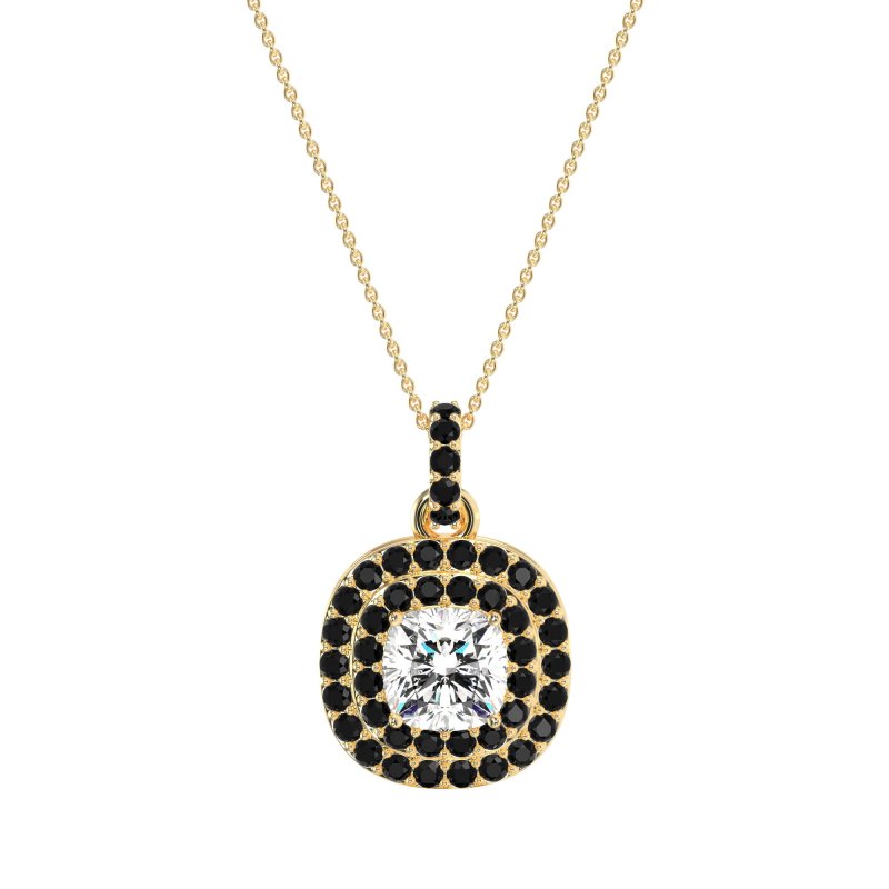 Double Halo Cushion Necklace