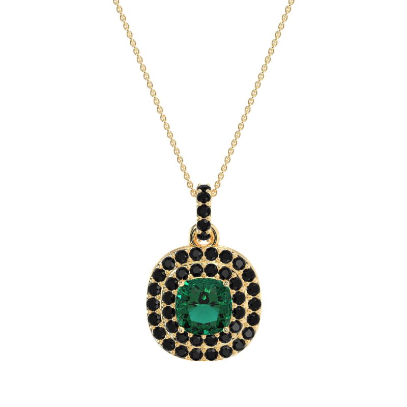 Double Halo Cushion Necklace