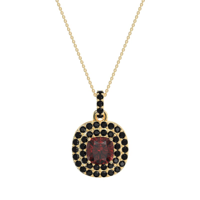 Double Halo Cushion Necklace