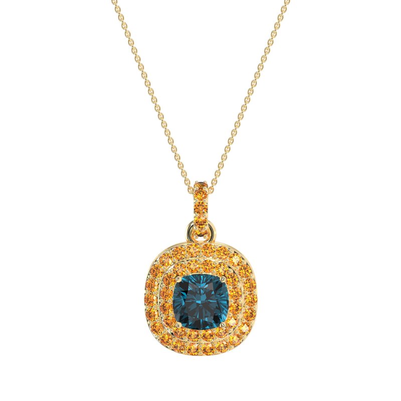 Double Halo Cushion Necklace