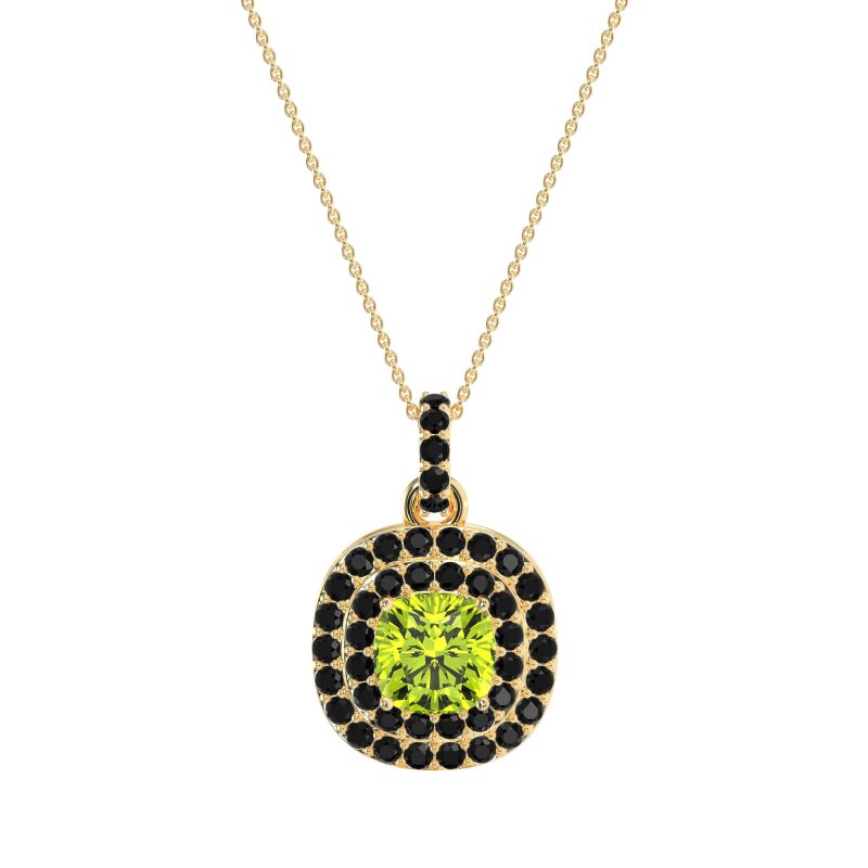 Double Halo Cushion Necklace