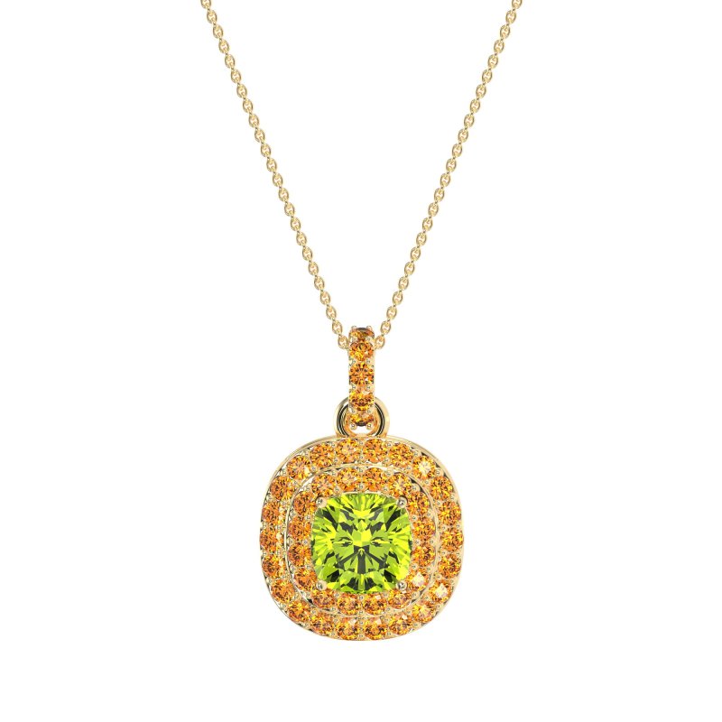 Double Halo Cushion Necklace