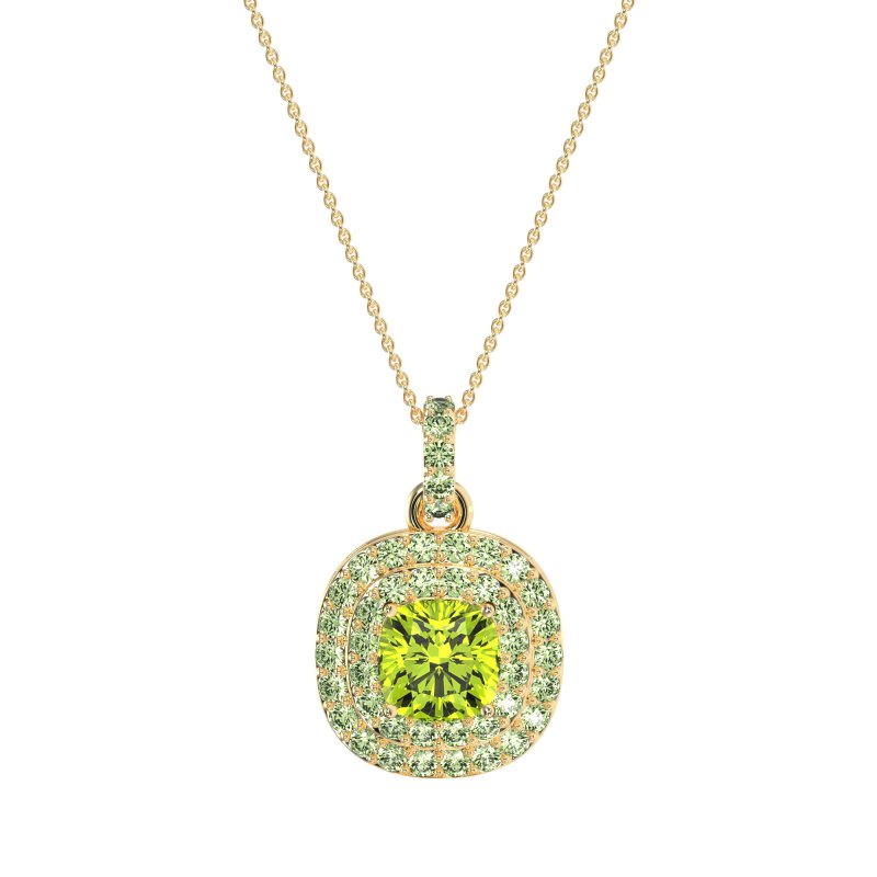 Double Halo Cushion Necklace