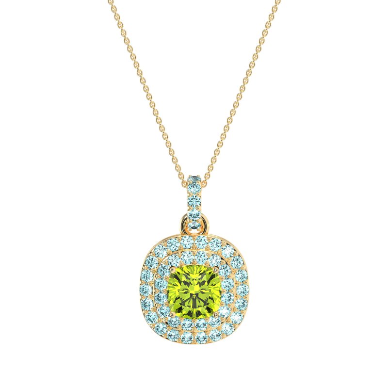 Double Halo Cushion Necklace