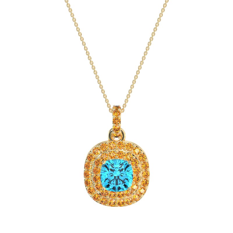 Double Halo Cushion Necklace
