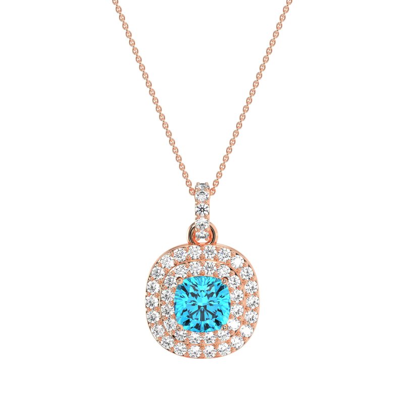 Double Halo Cushion Necklace