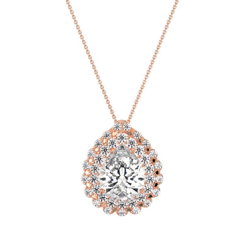 Pear Shape Double Halo Necklace