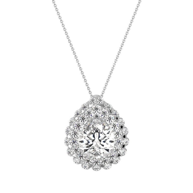Pear Shape Double Halo Necklace