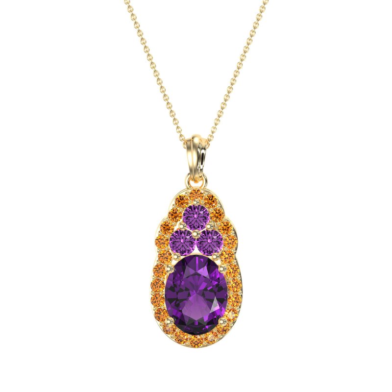 Oval Halo Three-Stone Necklace