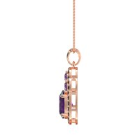 Oval Halo Three-Stone Necklace