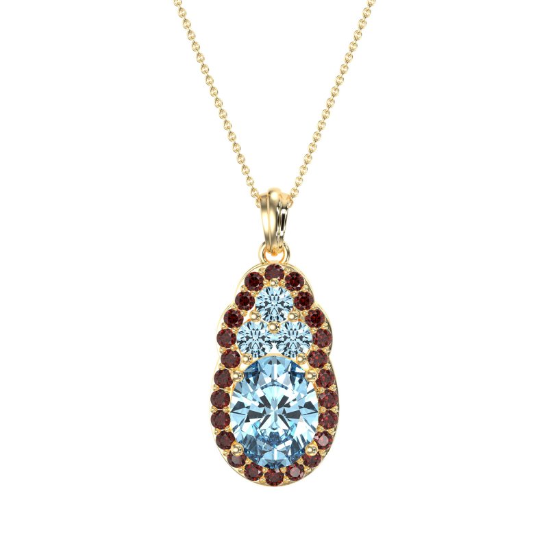 Oval Halo Three-Stone Necklace