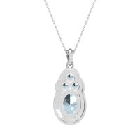 Oval Halo Three-Stone Necklace