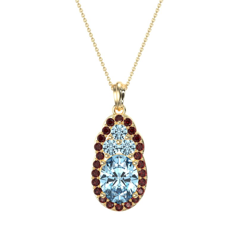 Oval Halo Three-Stone Necklace