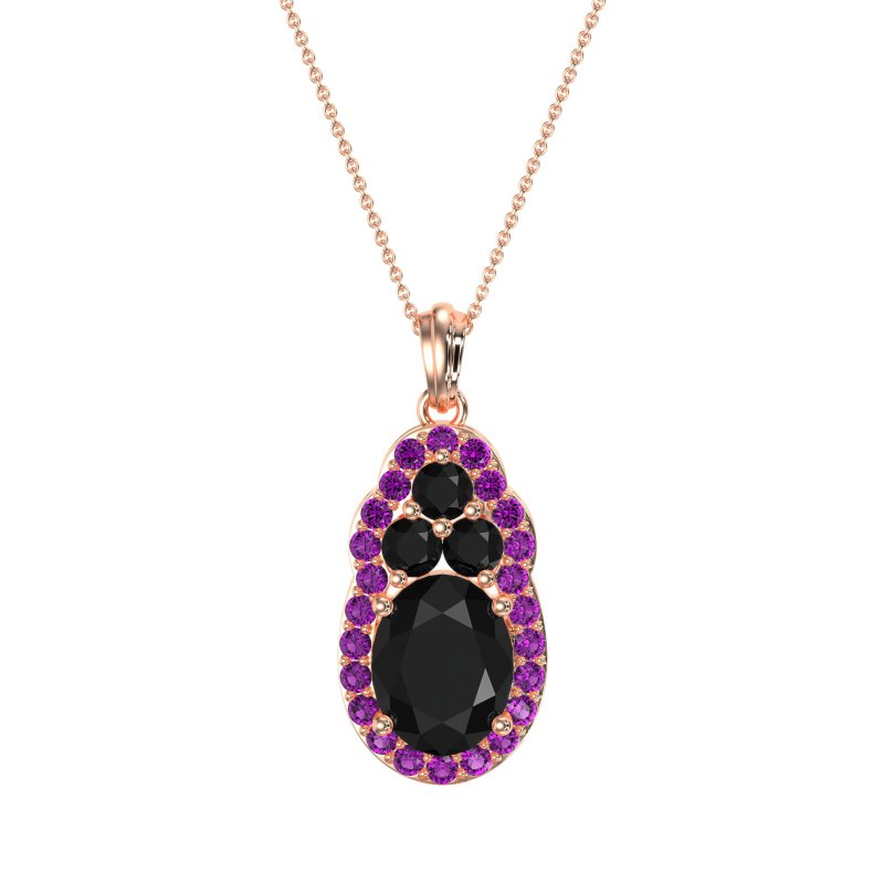Oval Halo Three-Stone Necklace
