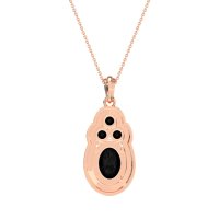 Oval Halo Three-Stone Necklace