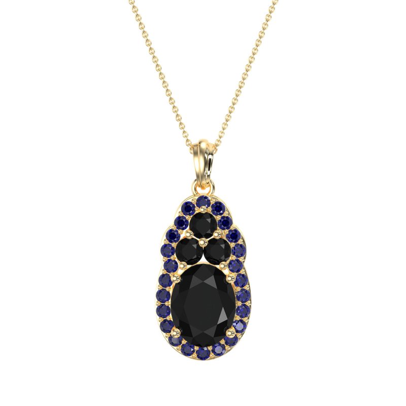 Oval Halo Three-Stone Necklace