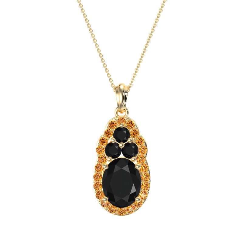Oval Halo Three-Stone Necklace