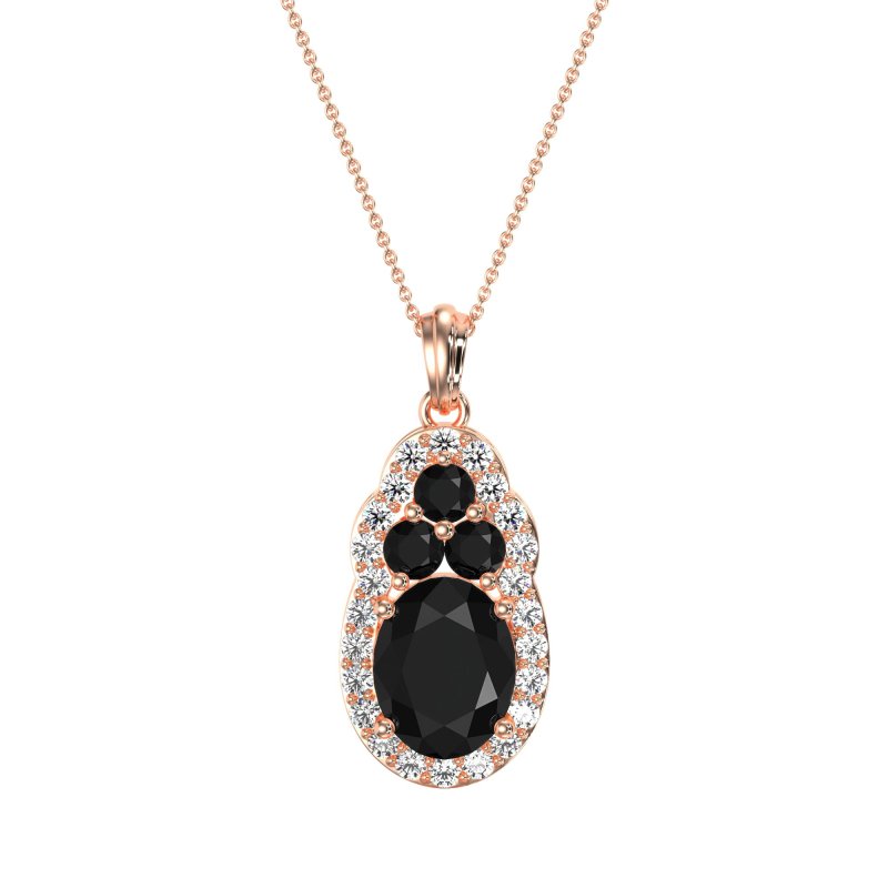Oval Halo Three-Stone Necklace
