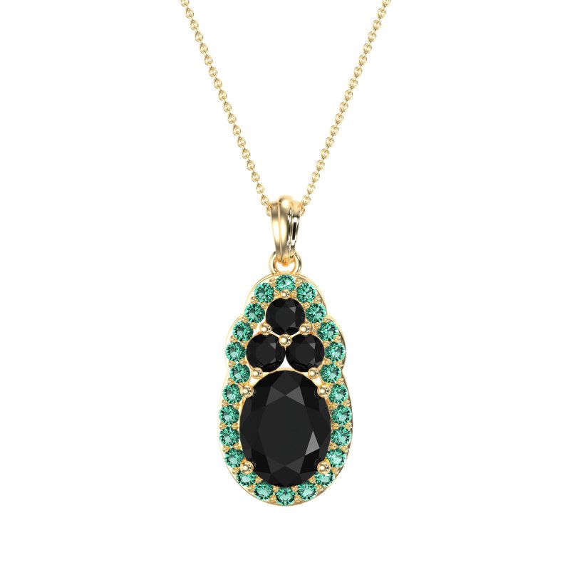 Oval Halo Three-Stone Necklace