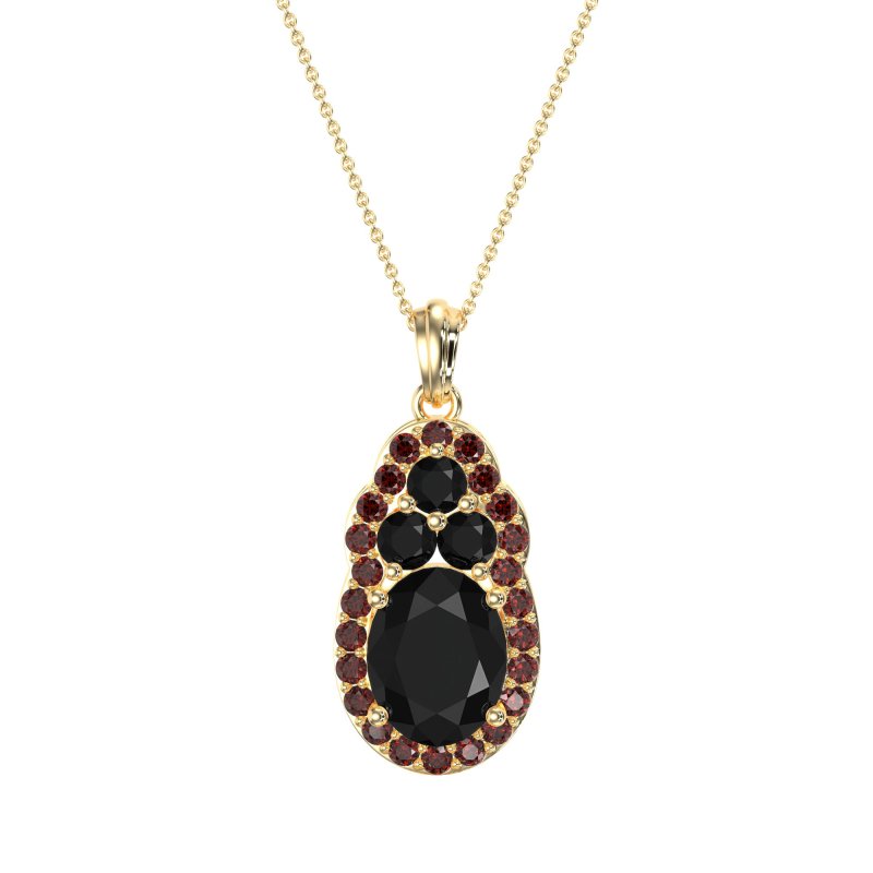 Oval Halo Three-Stone Necklace