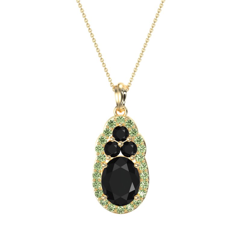Oval Halo Three-Stone Necklace