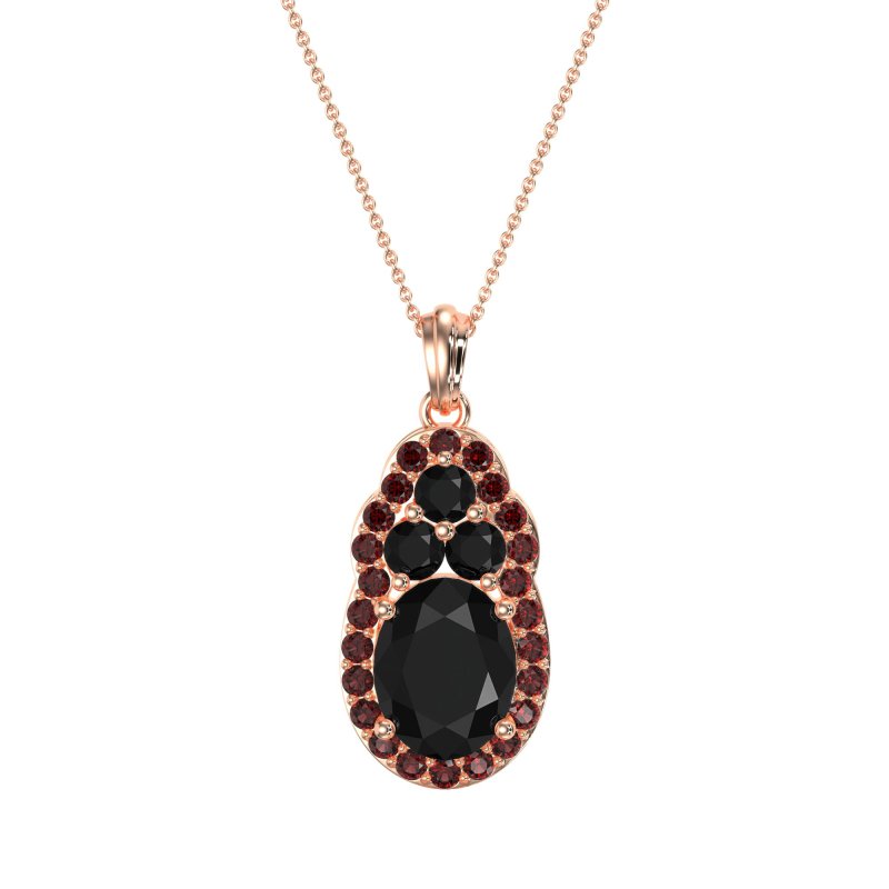 Oval Halo Three-Stone Necklace
