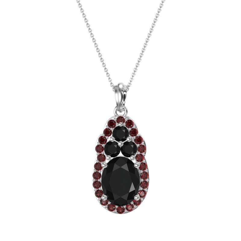 Oval Halo Three-Stone Necklace