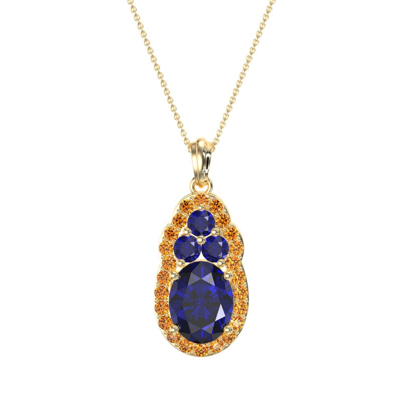 Oval Halo Three-Stone Necklace