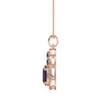 Oval Halo Three-Stone Necklace